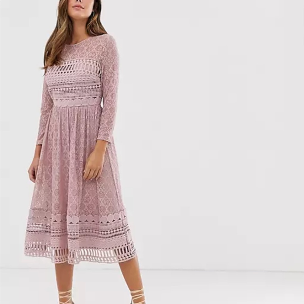 ASOS mink lace dress size 6